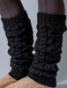 Merino Wool Aran Leg Warmers - Black