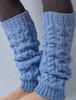 Merino Wool Aran Leg Warmers - Ice Blue