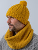 Honeycomb and Cable Pom Hat - Sunflower Yellow