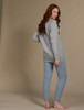 Wool Cashmere Aran Cable Leggings -  Sky