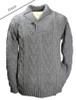 Shawl Collar Sweater - One Button Fisherman Sweater - Grey