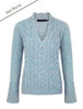 Wool Cashmere Cable V-Neck Sweater - Sky Blue