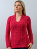 Wool Cashmere Cable V-Neck Sweater - Brambleberry