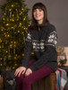 Women's Winter Fair Isle Zip-Neck Aran - Charcoal/Natural