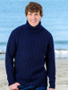 Fisherman's Merino Ribbed Turtleneck Sweater - Navy
