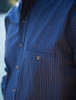 Men's Comfort Cotton Grandfather Shirt - Navy & White Stripe