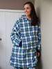 Ladies Irish Flannel Lounge Hoodie - Douglas Blue Tartan