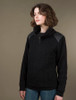 Cowl Neck Aran Sweater - Black