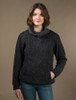 Cowl Neck Aran Sweater - Charcoal