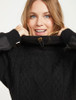 Cowl Neck Aran Sweater - Black