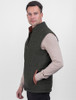 Men's Tweed & Leather Gilet - Green Herringbone