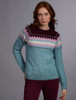 Ladies Aran Raglan Sweater - Aqua