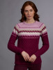 Ladies Aran Raglan Sweater - Raspberry