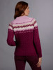 Ladies Aran Raglan Sweater - Raspberry