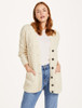 Ladies Button-Up Aran Cardigan - Ecru