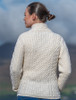 Women's Aran Jacket With Side Zip - Natural White
