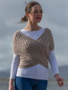 Merino Aran Cable Crossover Wrap with Buttons - Wicker
