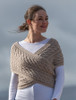 Merino Aran Cable Crossover Wrap with Buttons - Wicker