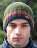 Men's Wool Ribbed Pull-on Hat - Green Multi-Stripes