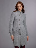 Women's Aran Long Button Cable & Diamond Coat - Grey