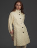 Women's Aran Long Button Cable & Diamond Coat - White