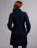 Women's Aran Long Button Cable & Diamond Coat - Navy