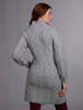 Women's Aran Long Button Cable & Diamond Coat - Grey