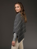 Plaited Aran Poncho with Button Detail - Grey/Derby