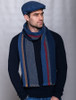 Soft Donegal Wool Scarf - Denim Red & Blue