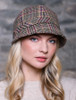 Ladies Tweed Flapper Cap - Cream Red & Beige