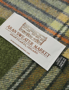 Narrow Lambswool Plaid Scarf - Olive