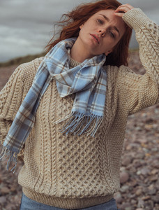 Merino Luxury Wool Scarf -  Light Blue Grey