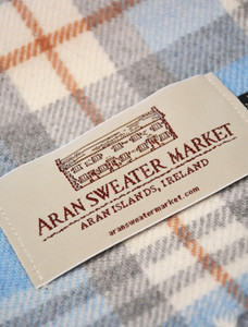 Fine Merino Plaid Scarf - Light Blue Grey 