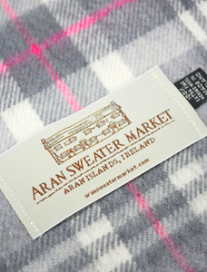Fine Merino Plaid Scarf - Grey Pink