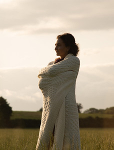 Luxury Merino Patchwork Throw - Natural White
