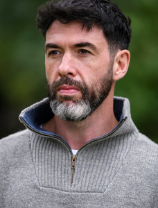 Mens Half Zip Irish Wool Sweater - Grey Smoke Macro
