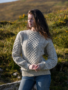 Women's Merino Aran Sweater - Aran Nep