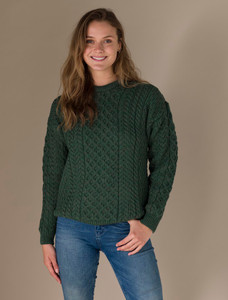 Women's Merino Aran Sweater - Connemara Green