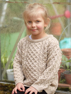 Kid's Traditional Aran Merino Wool Sweater - Parsnip