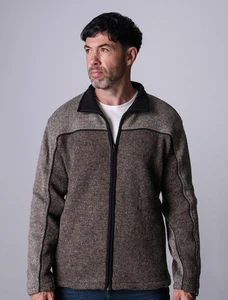 Men's Fleece Lined Wool Jacket - Brown