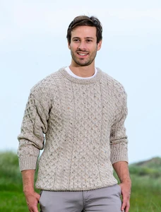 Mens Dún Aonghasa Heavyweight Aran Wool Sweater - Skiddaw