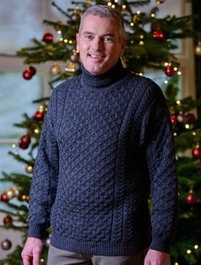 Mens Wool Turtleneck Sweater - Charcoal (CatImage_/christmas-for-him) (CatImage_/aran-christmas-store)