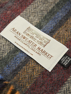 Narrow Lambswool Striped Scarf - Multi-Colour Herringbone Label