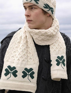 Shamrock Merino Wool Scarf - Natural White