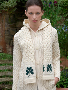 Shamrock Merino Wool Scarf - Natural White