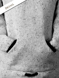 Pocket Detail of Wool Hoodie with Pouch Pocket  - Silver