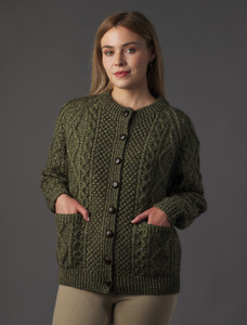 Premium Handknit Merino Lumber Jacket - Moss