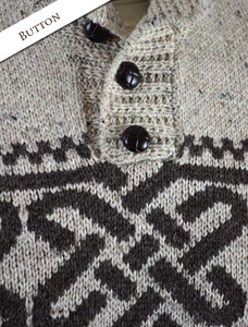 Button Detail of Celtic Troyer Sweater -  Skiddaw/Grey Welsh