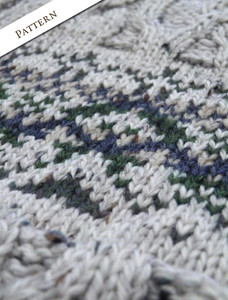 Pattern Detail of Men's Full Zip Cardigan with Pockets - Oatmeal