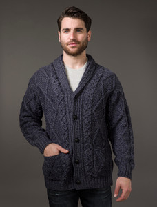 Men's Shawl Neck Cardigan - Cormorant Blue